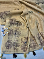 Soft Linen Cotton Saree With Aari Mirror Work