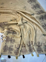 Soft Linen Cotton Saree With Aari Mirror Work