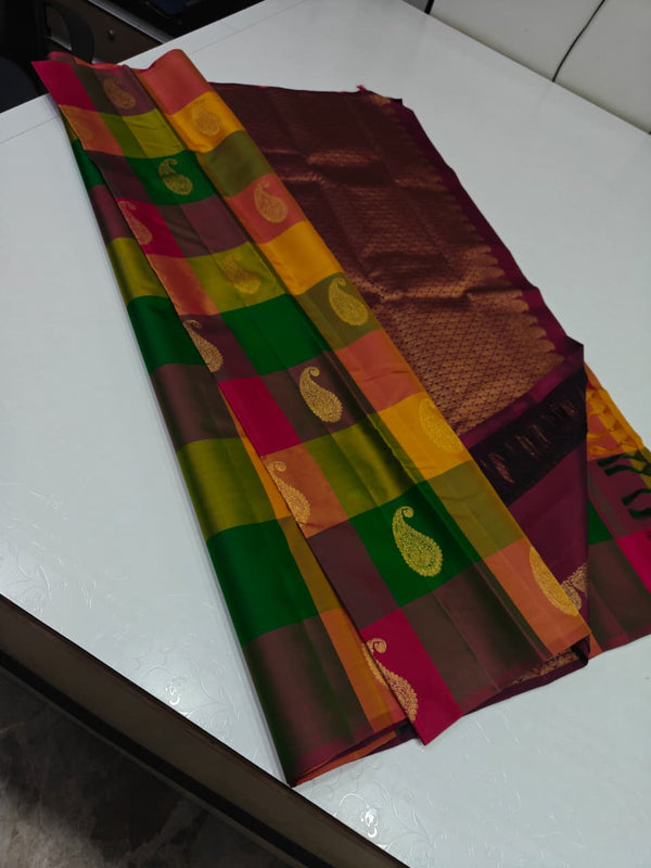 Pure kanchipuram checks- silk sarees