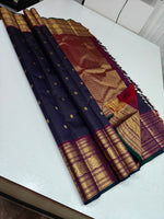 Pure kanchipuram silk sarees handwoven with 2 g pure jari