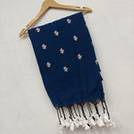 Mul cotton saree , with flower embroidery