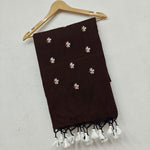 Mul cotton saree , with flower embroidery