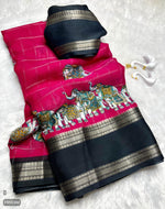 semi mysore silk saree with contrast border and blouse