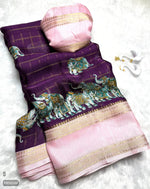 semi mysore silk saree with contrast border and blouse