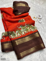 semi mysore silk saree with contrast border and blouse