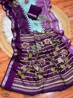 Thanjore paint inspired model semi silk weaing saree