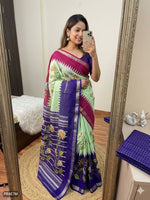 Thanjore paint inspired model semi silk weaing saree