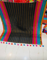 Honey rose's trending mul color border mul cotton saree