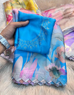 Beautiful Soft Silk fancy saree With Cut Work & stone work