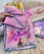 Beautiful Soft Silk fancy saree With Cut Work & stone work