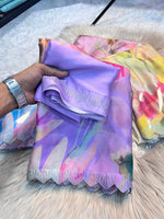 Beautiful Soft Silk fancy saree With Cut Work & stone work