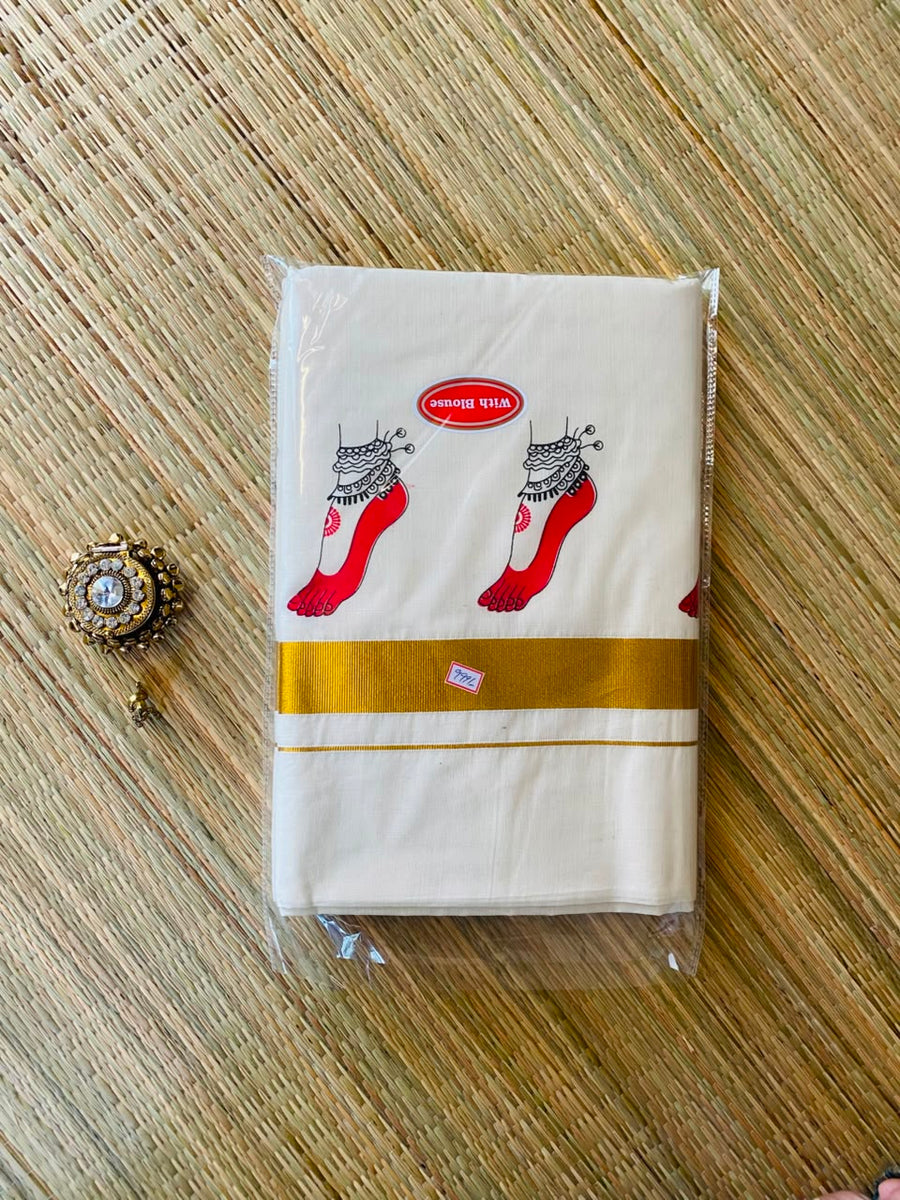 chilanka print kerala cotton saree